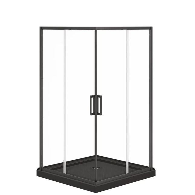 Maax Scarlet 42 x 42 Acrylic Corner Drain Shower Kit in Black with Clear Glass in Matte Black 107487-900-340-000 - Plumbing Market