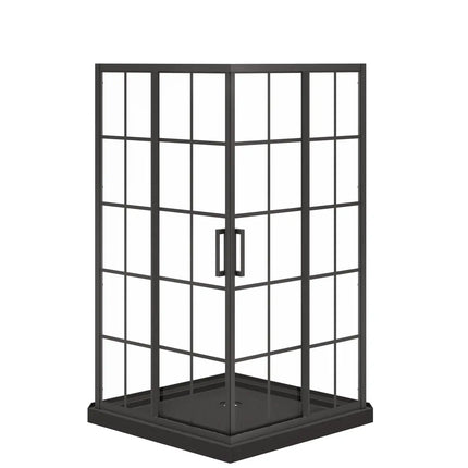 Maax Scarlet 42 x 42 Acrylic Corner Drain Shower Kit in Black with French Glass in Matte Black 107487-977-340-000 - Plumbing Market