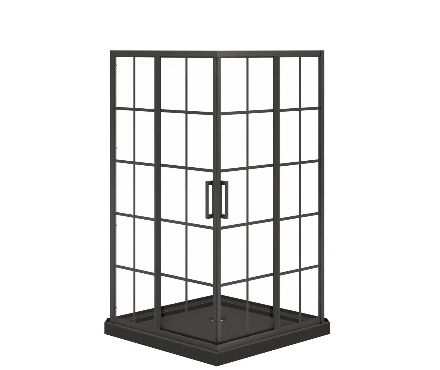 Maax Scarlet 42 x 42 Acrylic Corner Drain Shower Kit in Black with French Glass in Matte Black 107487-977-340-000 - Plumbing Market