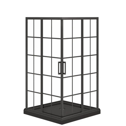 Maax Scarlet 42 x 42 Acrylic Corner Drain Shower Kit in Black with French Glass in Matte Black 107487-977-340-000 - Plumbing Market