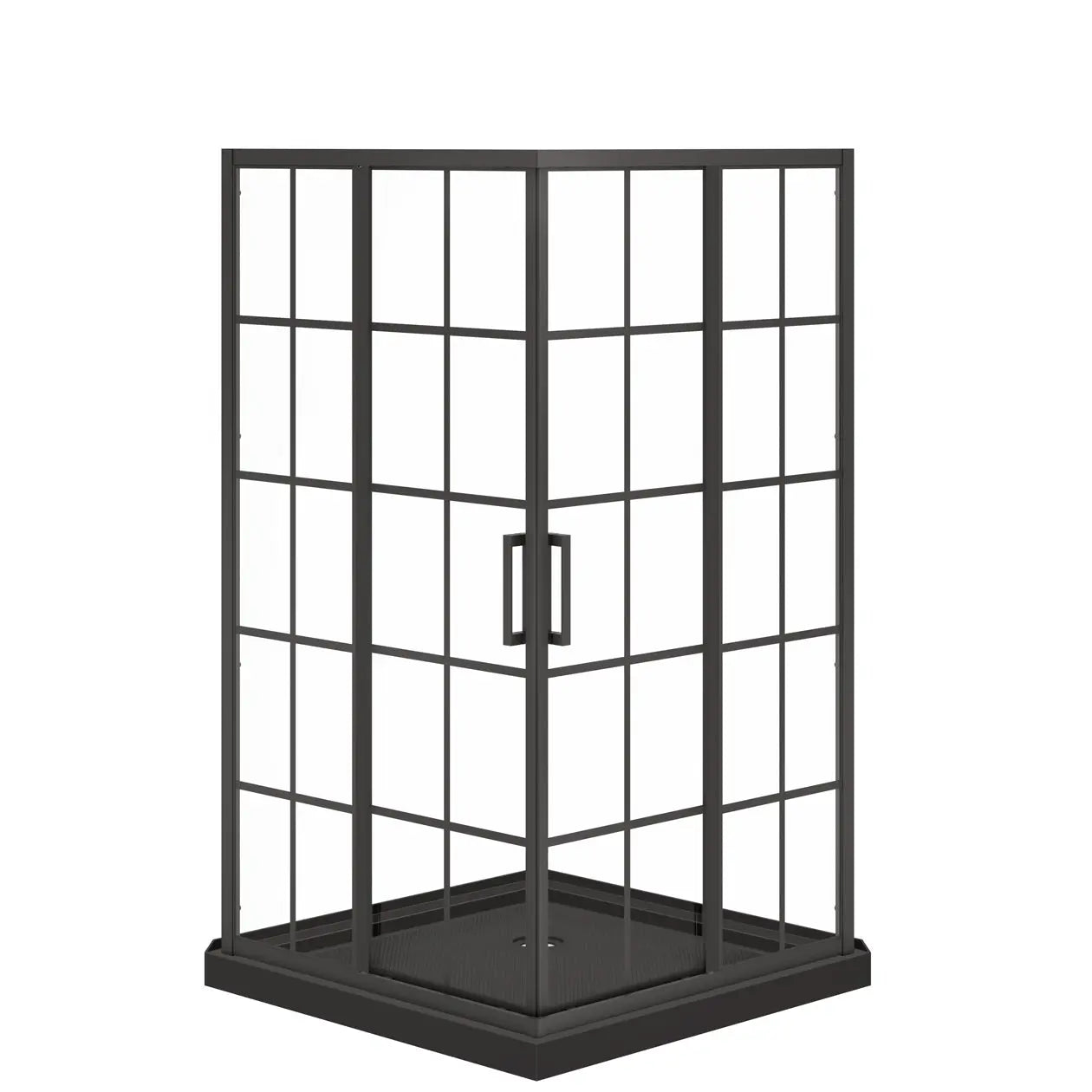 Maax Scarlet 42 x 42 Acrylic Corner Drain Shower Kit in Black with French Glass in Matte Black 107487-977-340-000 - Plumbing Market