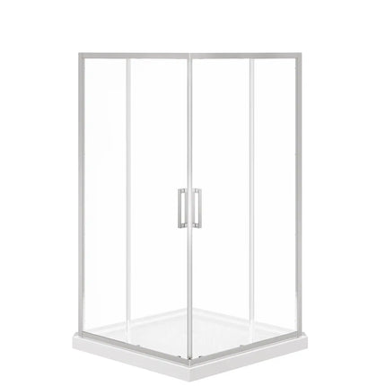 Maax Scarlet 42 x 42 Acrylic Corner Drain Shower Kit in White with Clear Glass in Chrome 107486-900-084-000 - Plumbing Market