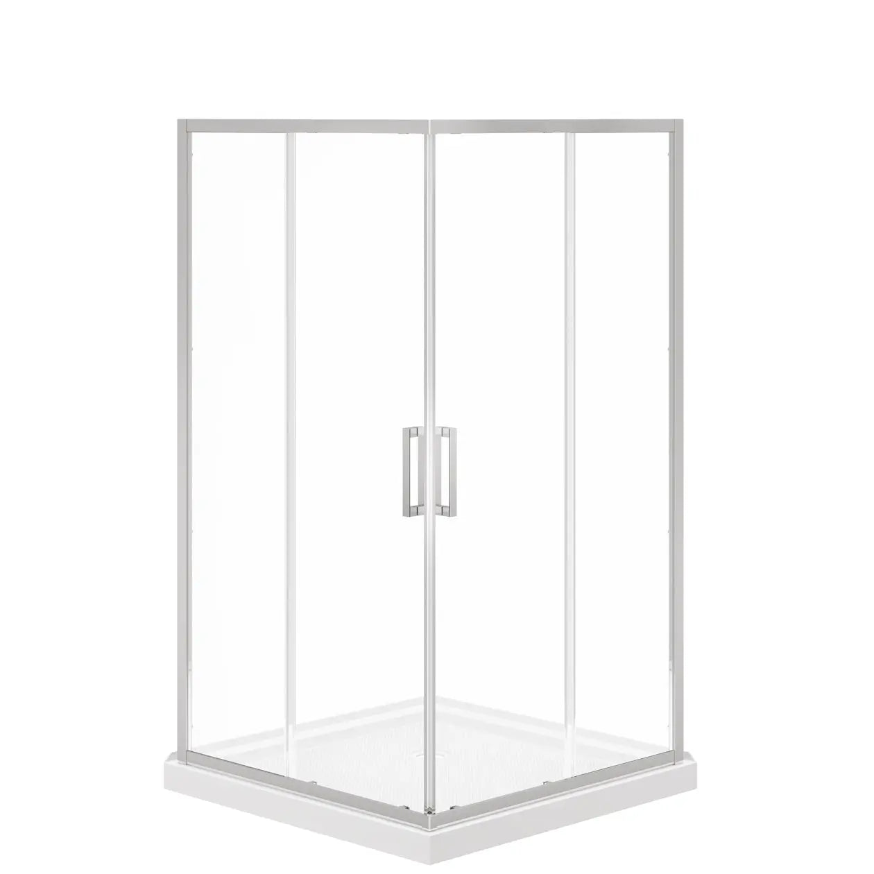 Maax Scarlet 42 x 42 Acrylic Corner Drain Shower Kit in White with Clear Glass in Chrome 107486-900-084-000 - Plumbing Market