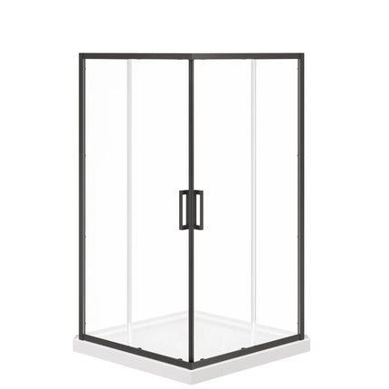 Maax Scarlet 42 x 42 Acrylic Corner Drain Shower Kit in White with Clear Glass in Matte Black 107486-900-340-000 - Plumbing Market