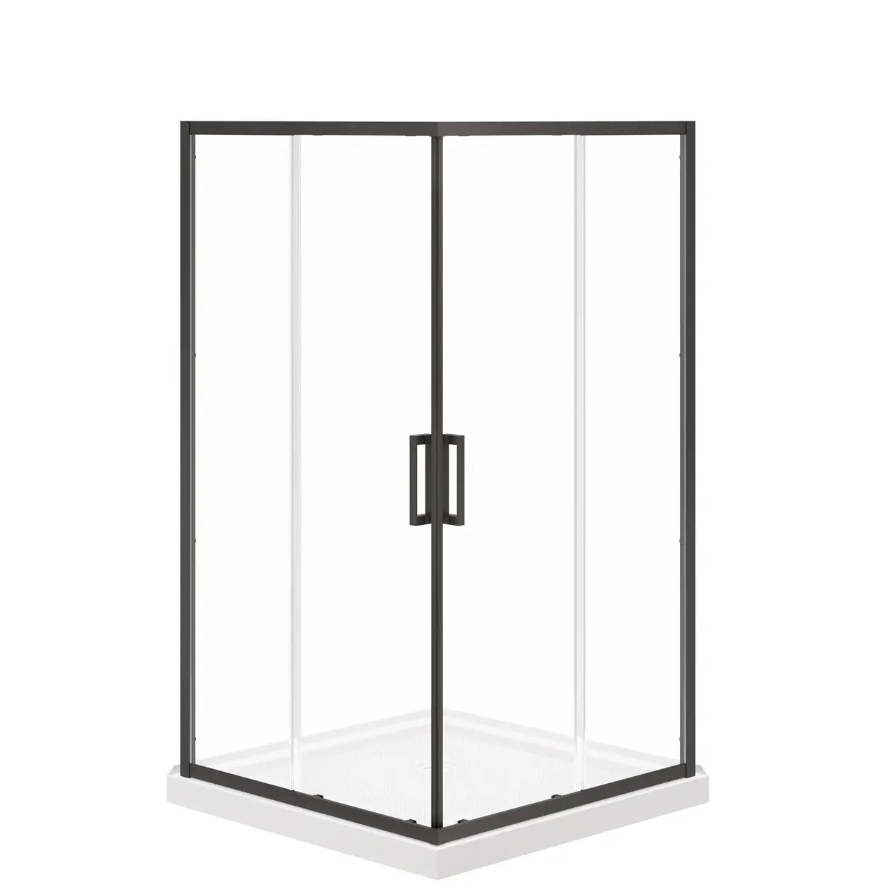 Maax Scarlet 42 x 42 Acrylic Corner Drain Shower Kit in White with Clear Glass in Matte Black 107486-900-340-000 - Plumbing Market