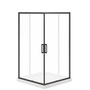 Maax Scarlet 42 x 42 Acrylic Corner Drain Shower Kit in White with Clear Glass in Matte Black 107486-900-340-000 - Plumbing Market