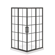 Maax Scarlet 42 x 42 Acrylic Corner Drain Shower Kit in White with French Glass in Matte Black 107486-977-340-000 - Plumbing Market