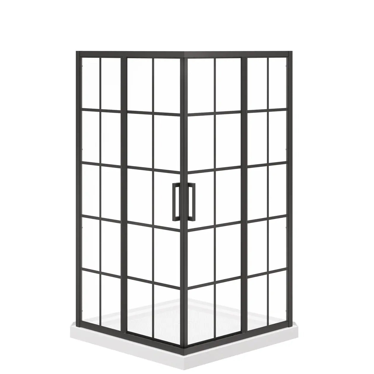 Maax Scarlet 42 x 42 Acrylic Corner Drain Shower Kit in White with French Glass in Matte Black 107486-977-340-000 - Plumbing Market