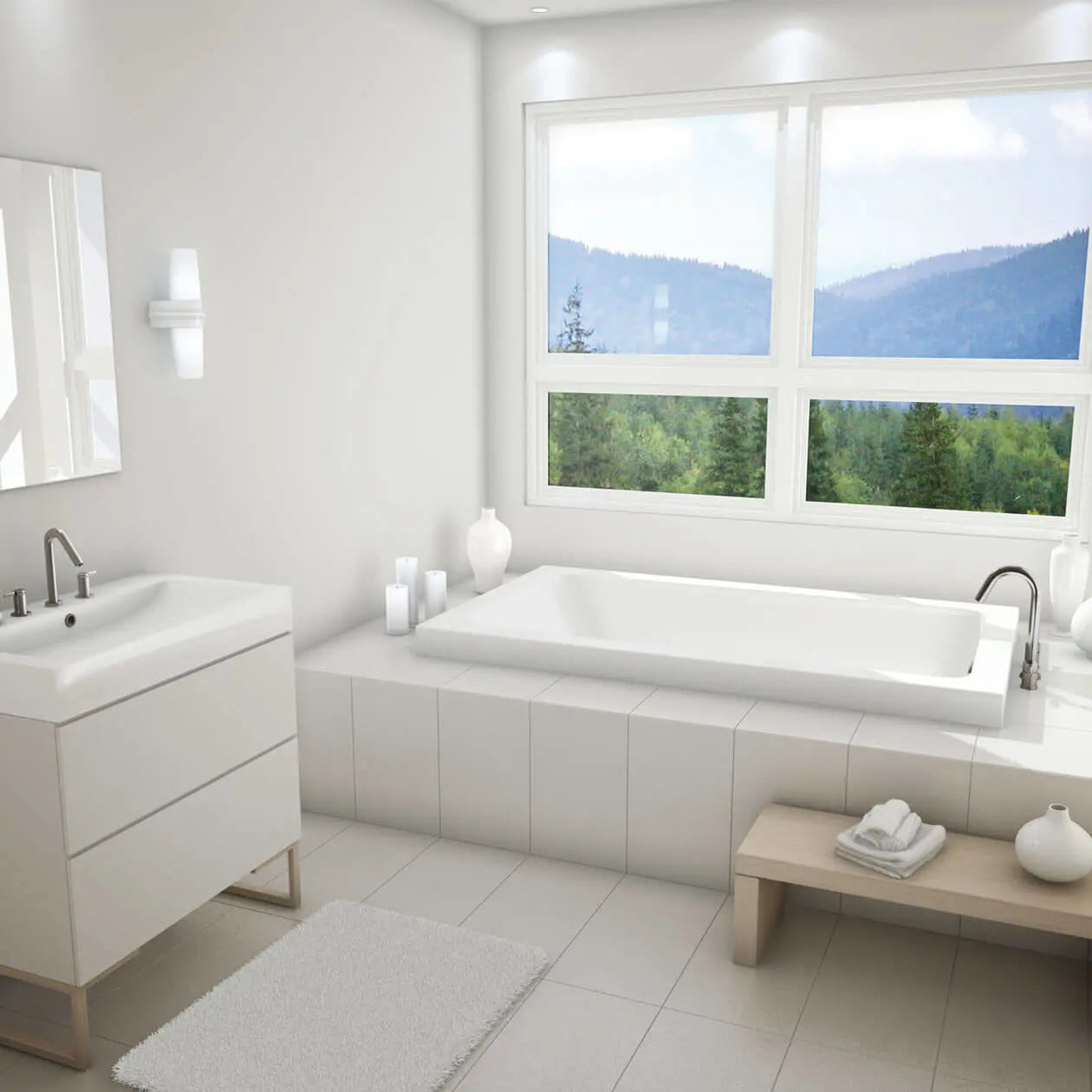 Maax Skybox 6636 Acrylic Drop-in End Drain Aerosens Bathtub in White 105722-108-001-100 - Plumbing Market