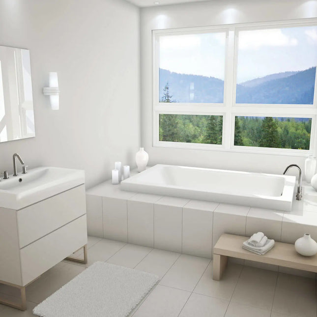 Maax Skybox 7236 Acrylic Drop-in End Drain Hydrosens Bathtub in White 105721-107-001-100 - Plumbing Market