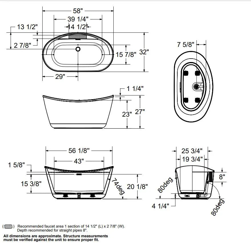 Maax Sonoma 5832 Acrylic Skirted Freestanding Center Drain Bathtub - Plumbing Market