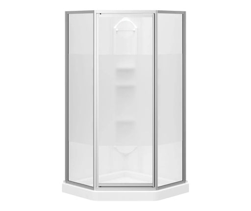 Maax Summit 38 x 38 Polystyrene Center Drain Shower Kit in White with Centre Silk glass in Chrome 300006-000-129-102 - Plumbing Market