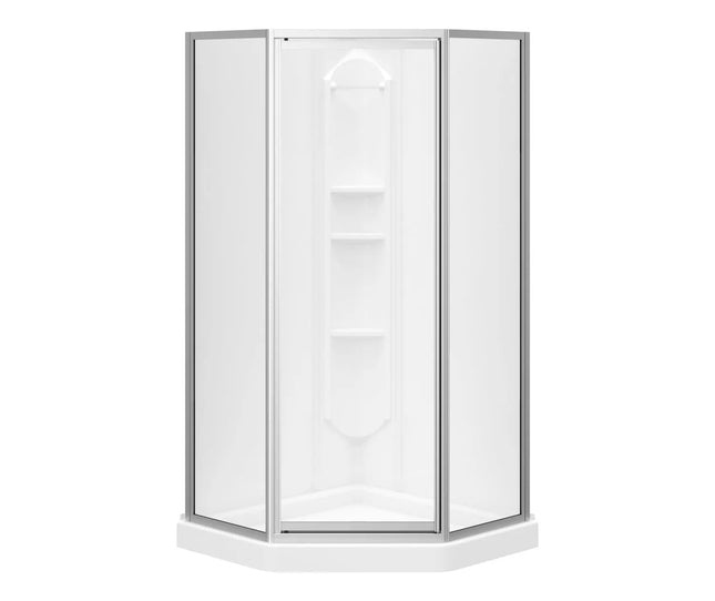 Maax Summit 38 x 38 Polystyrene Center Drain Shower Kit in White with Clear glass in Chrome 300006-000-129-100 - Plumbing Market