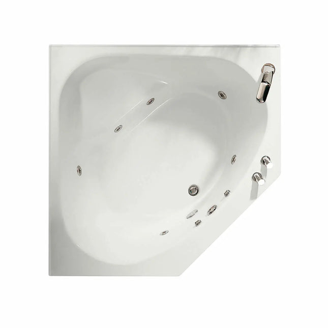 Maax Tandem 6060 Acrylic Corner Center Drain Combined Whirlpool & Aeroeffect Bathtub in White 101077-096-001 - Plumbing Market