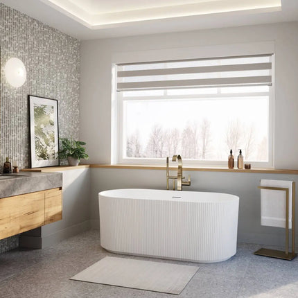 Maax Tori 5932 Acrylic Freestanding Center Drain Bathtub in Matte White - Plumbing Market