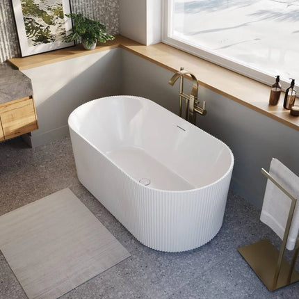 Maax Tori 5932 Acrylic Freestanding Center Drain Bathtub in White Gloss - Plumbing Market