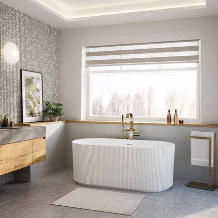 Maax Tori 5932 Acrylic Freestanding Center Drain Bathtub in White Gloss - Plumbing Market