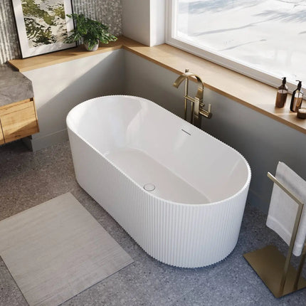 Maax Tori 6732 Acrylic Freestanding Center Drain Bathtub in Gloss White - Plumbing Market