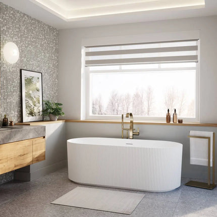 Maax Tori 6732 Acrylic Freestanding Center Drain Bathtub in Matte White - Plumbing Market