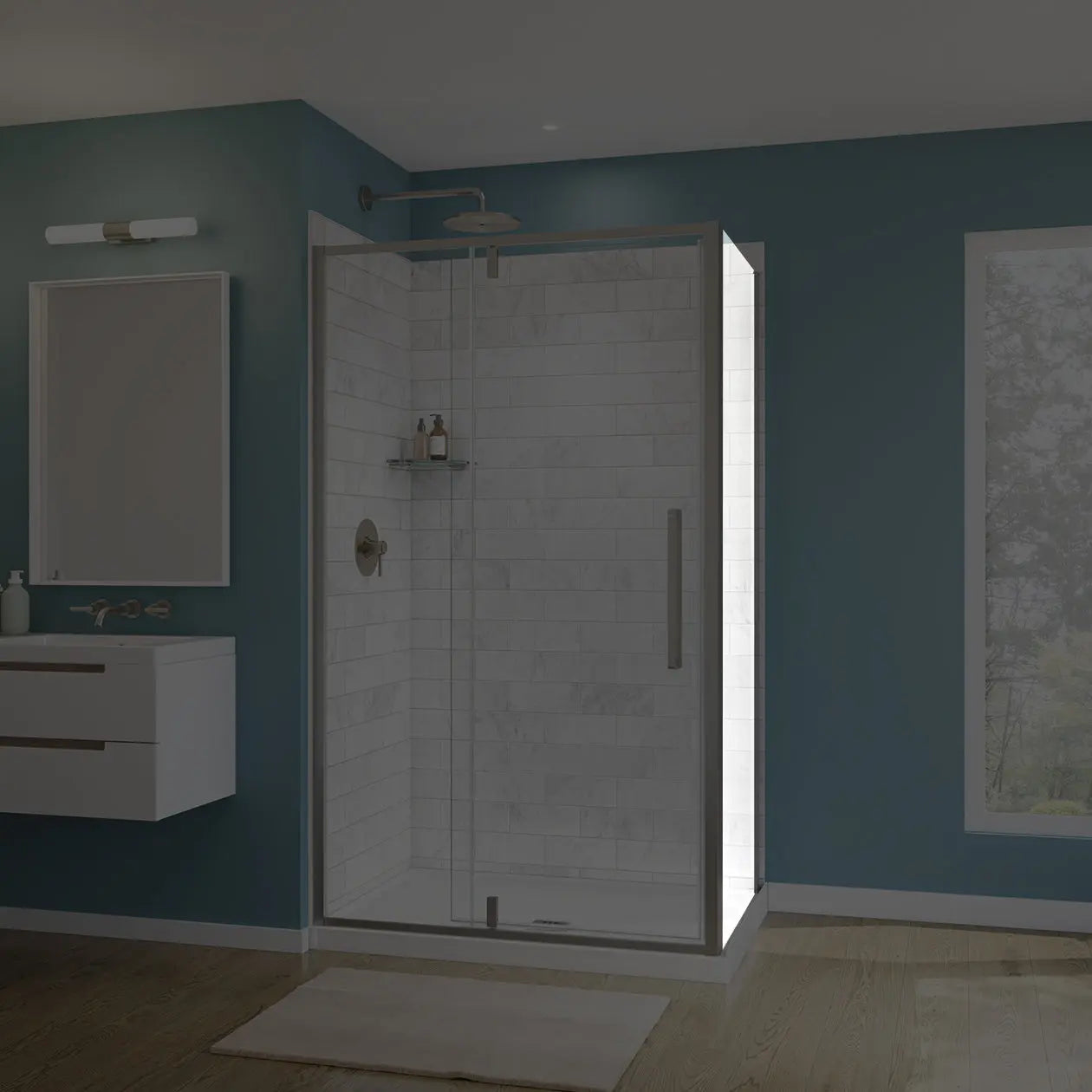 Maax Uptown Return Panel for 32 in. Base with Clear glass in Brushed Nickel 135327-900-305-000 - Plumbing Market
