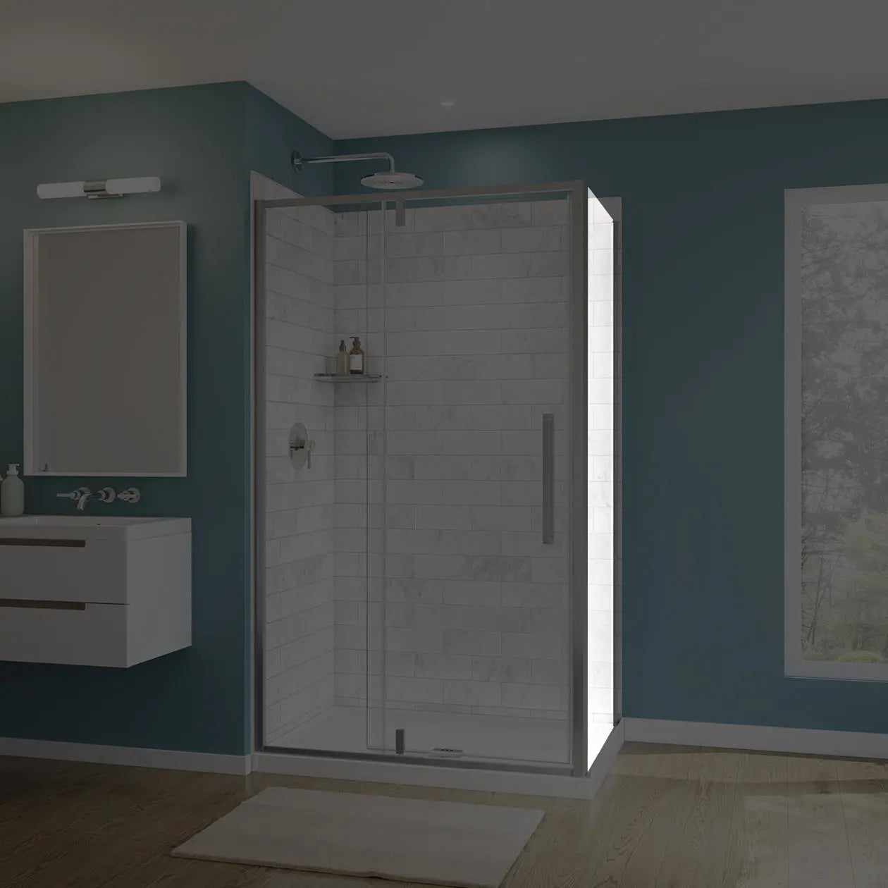 Maax Uptown Return Panel for 32 in. Base with Clear glass in Chrome 135327-900-084-000 - Plumbing Market