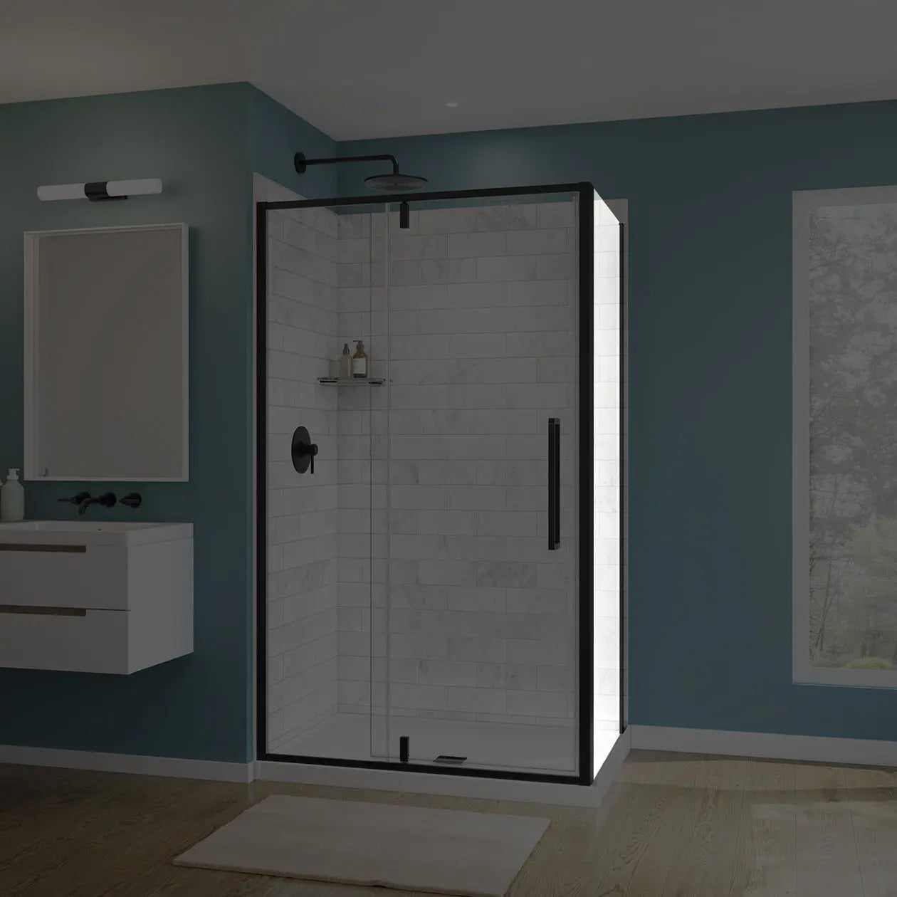 Maax Uptown Return Panel for 32 in. Base with Clear glass in Matte Black 135327-900-340-000 - Plumbing Market