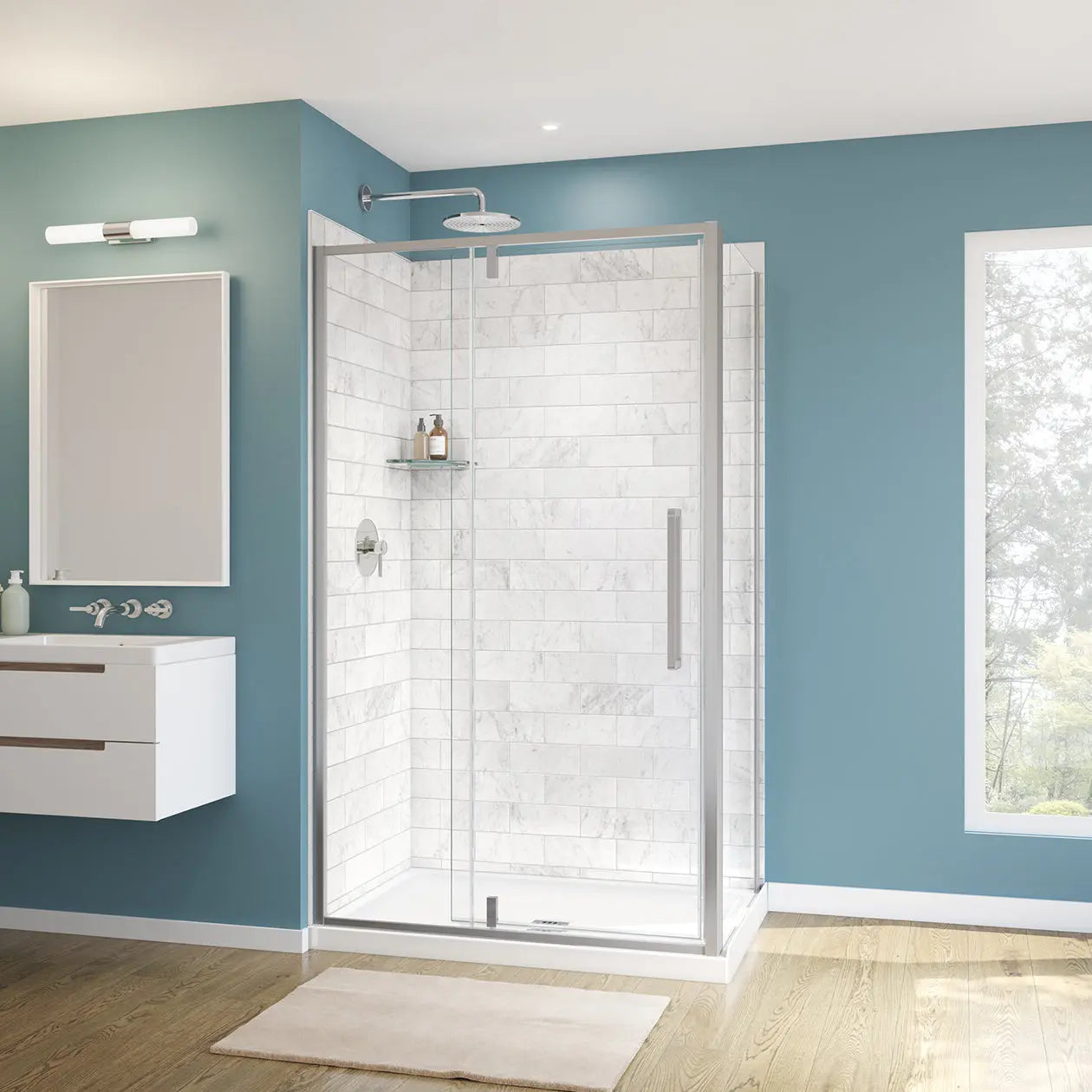 Maax Uptown Return Panel for 36 in. Base with Clear glass in Chrome 135328-900-084-000 - Plumbing Market