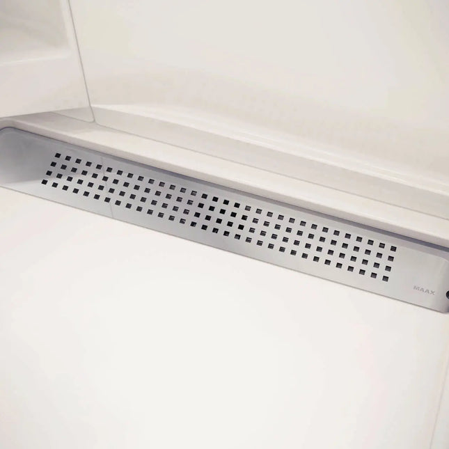 Maax Urbano II 34 x 42 Acrylic Center Drain Shower Kit in White with Clear glass  in Chrome 300010-900-084-000 - Plumbing Market