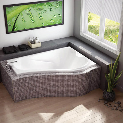 Maax Vichy 6043 ASY Acrylic Corner Left-Hand Drain Whirlpool Bathtub in White 102937-L-001-001 - Plumbing Market