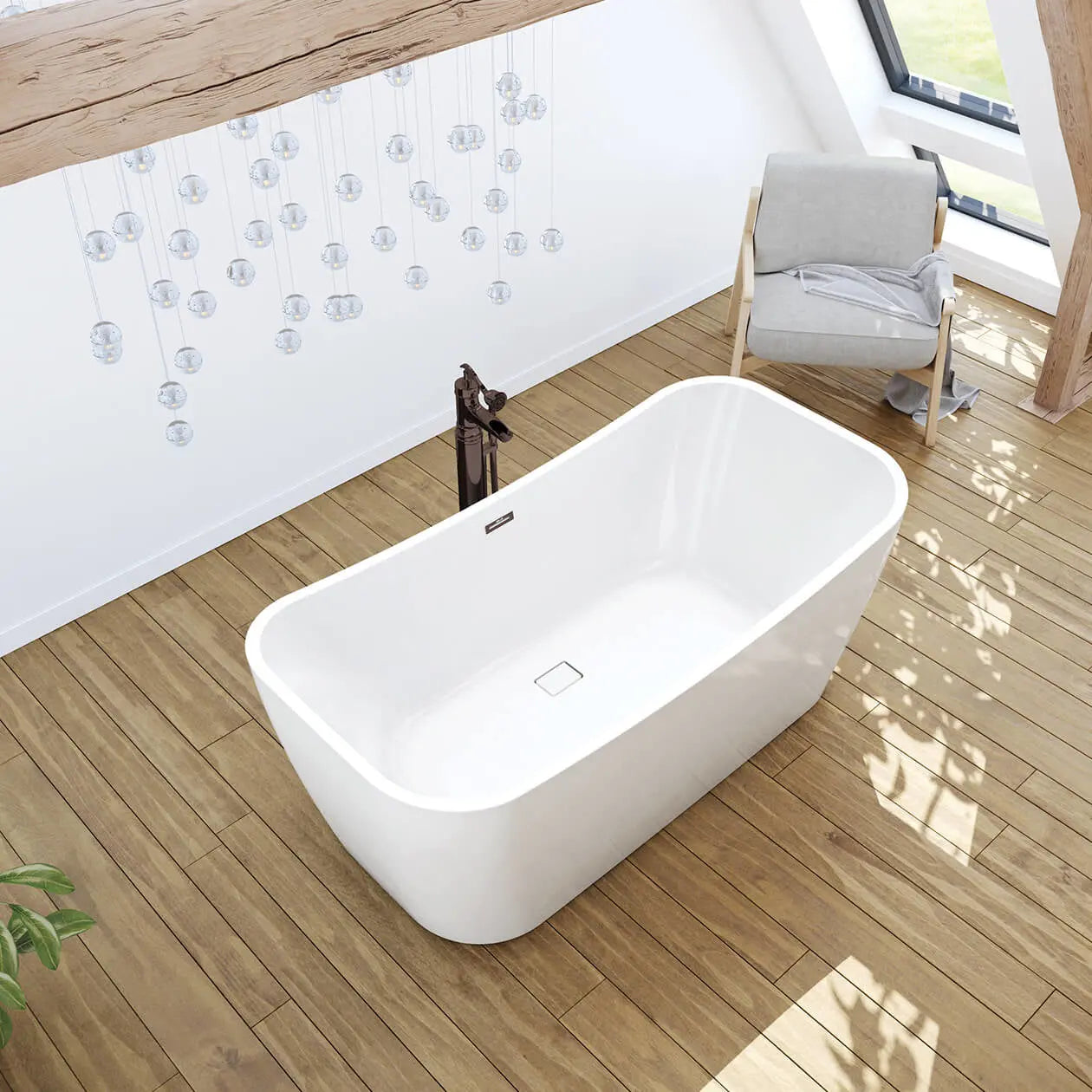Maax Villi 6532 Acrylic Skirted Freestanding Center Drain Bathtub - Plumbing Market