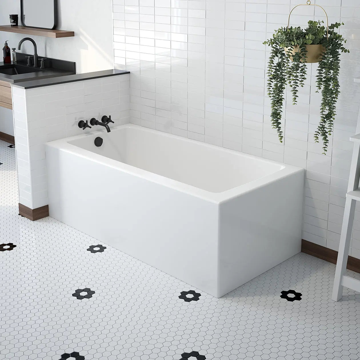 Mackenzie Corner 6030 AFR AcrylX Corner Left-Hand Drain Bathtub in White - Plumbing Market