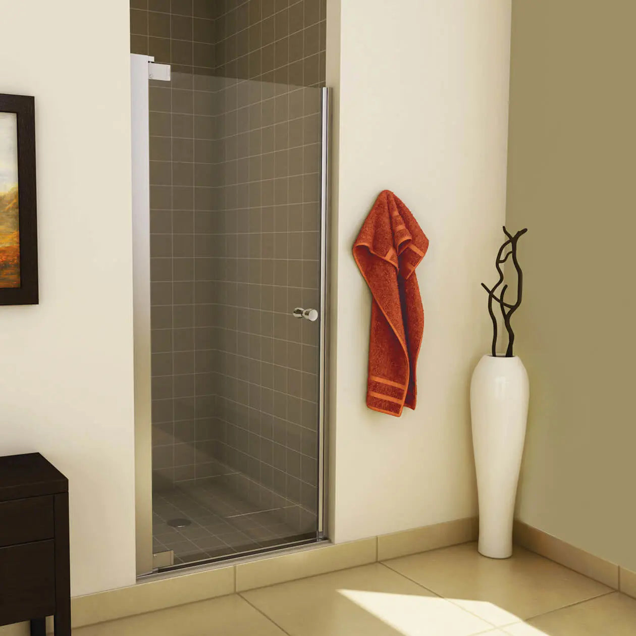 Madono 34 ½-36 ½ x 67 in. 6 mm Pivot Shower Door for Alcove Installation with Clear glass in Chrome - Plumbing Market