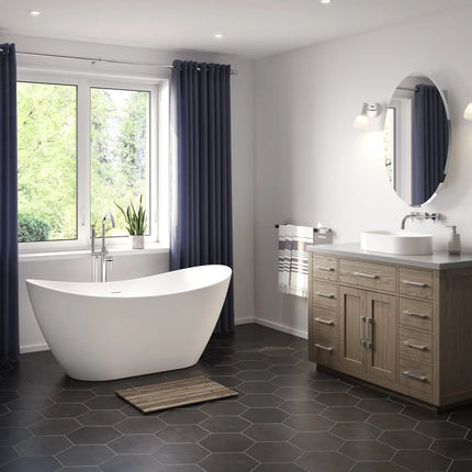 Mahaba 60 x 29 Acrylic Freestanding Oval Center Drain Bathtub in White - Plumbing Market