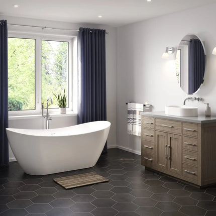 Mahaba 67 x 29 Acrylic Freestanding Oval Center Drain Bathtub in White - Plumbing Market