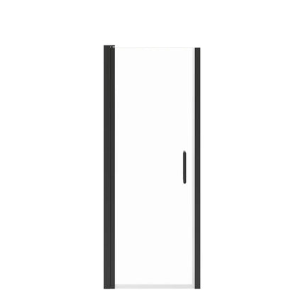 Manhattan 23-25 x 68 in. 6 mm Pivot Shower Door for Alcove Installation with Clear glass & Round Handle in Matte Black - Plumbing Market