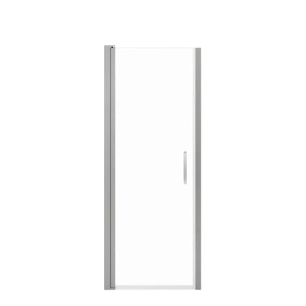 Manhattan 25-27 x 68 in. 6 mm Pivot Shower Door for Alcove Installation with Clear glass & Round Handle in Chrome - Plumbing Market