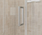Manhattan 29-31 x 68 in. 6 mm Pivot Shower Door for Alcove Installation with Clear glass & Round Handle in Brushed Nickel - Plumbing Market