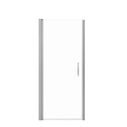 Manhattan 29-31 x 68 in. 6 mm Pivot Shower Door for Alcove Installation with Clear glass & Round Handle in Chrome - Plumbing Market