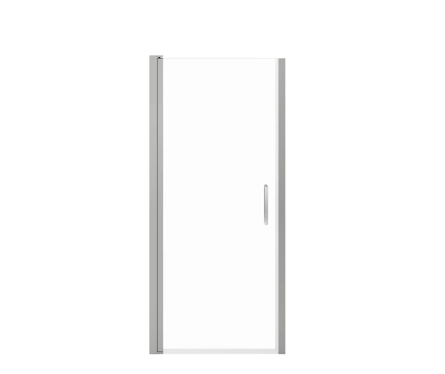 Manhattan 29-31 x 68 in. 6 mm Pivot Shower Door for Alcove Installation with Clear glass & Round Handle in Chrome - Plumbing Market