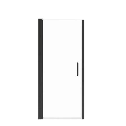 Manhattan 29-31 x 68 in. 6 mm Pivot Shower Door for Alcove Installation with Clear glass & Round Handle in Matte Black - Plumbing Market