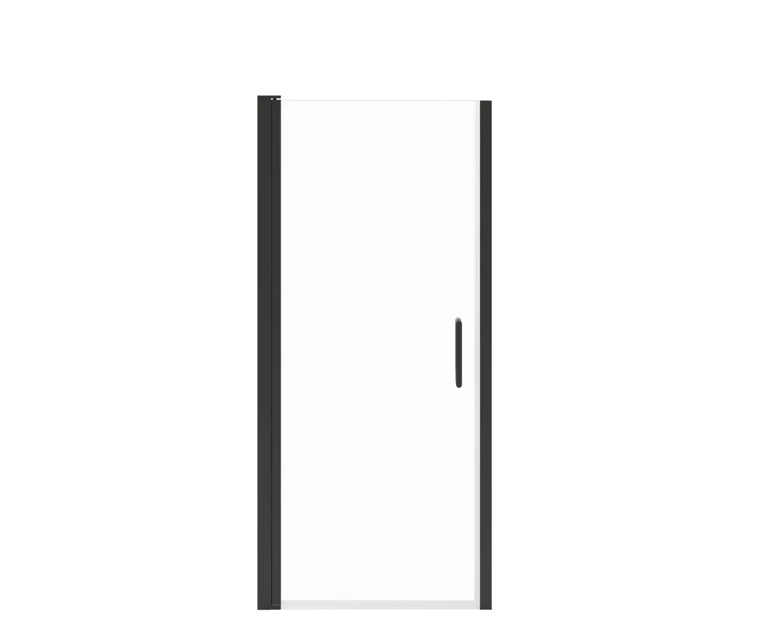 Manhattan 29-31 x 68 in. 6 mm Pivot Shower Door for Alcove Installation with Clear glass & Round Handle in Matte Black - Plumbing Market