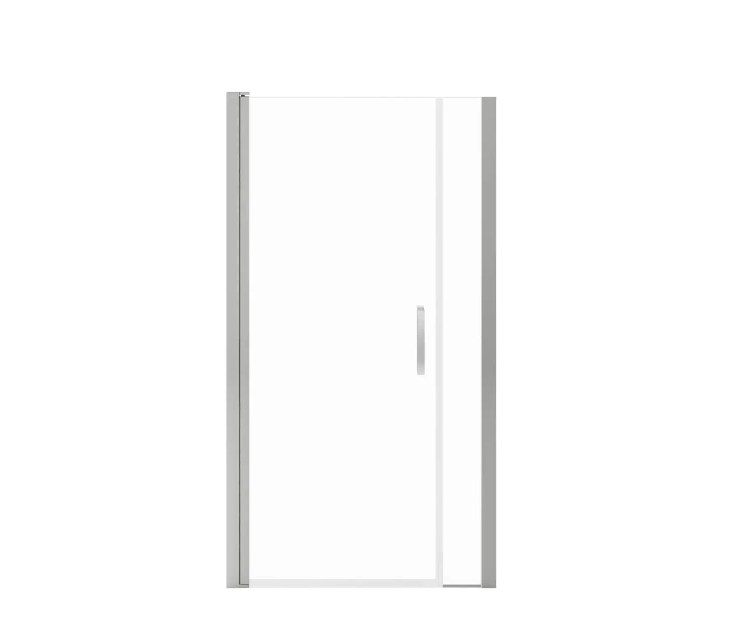 Manhattan 35-37 x 68 in. 6 mm Pivot Shower Door for Alcove Installation with Clear glass & Round Handle in Chrome - Plumbing Market