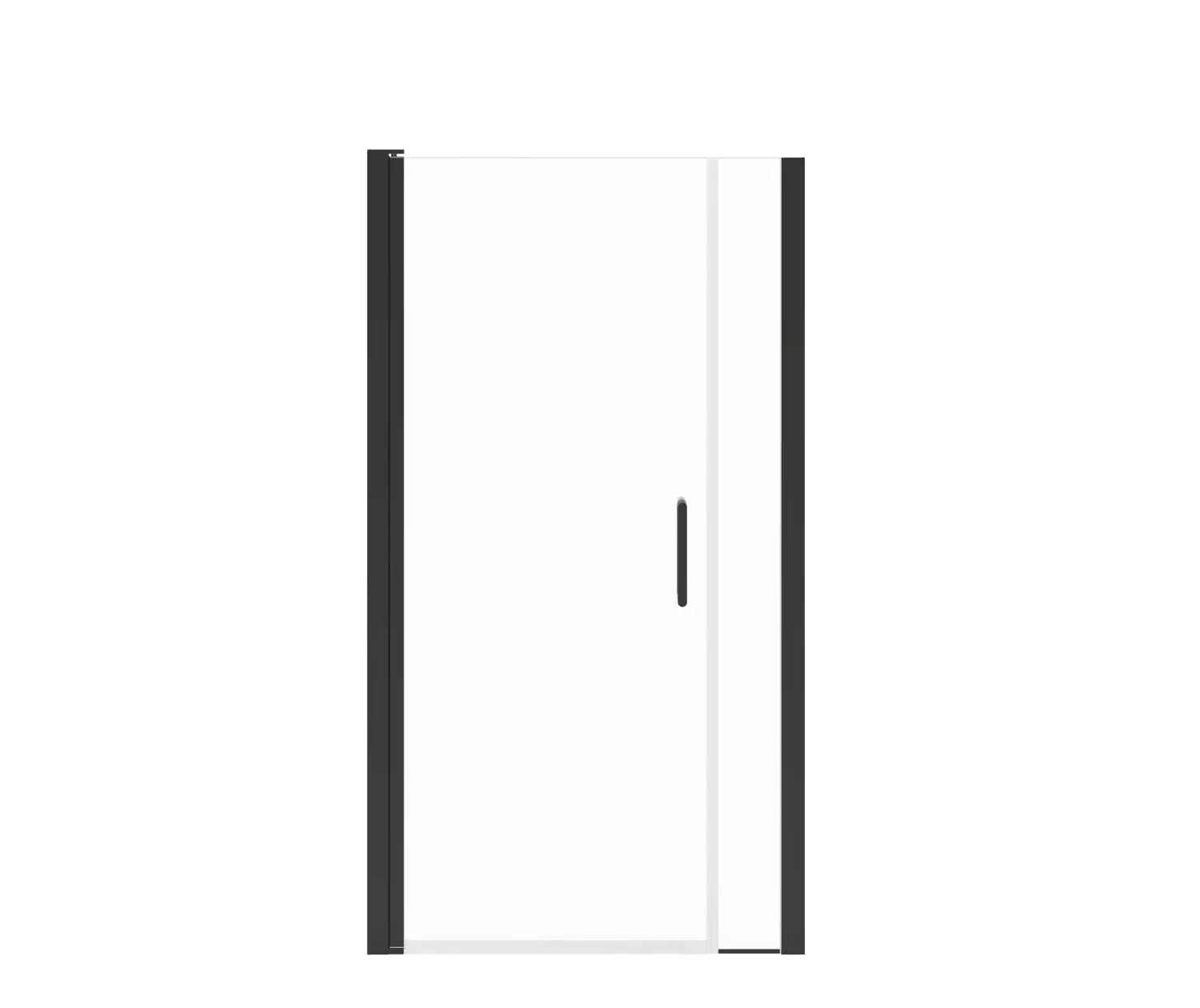 Manhattan 35-37 x 68 in. 6 mm Pivot Shower Door for Alcove Installation with Clear glass & Round Handle in Matte Black - Plumbing Market