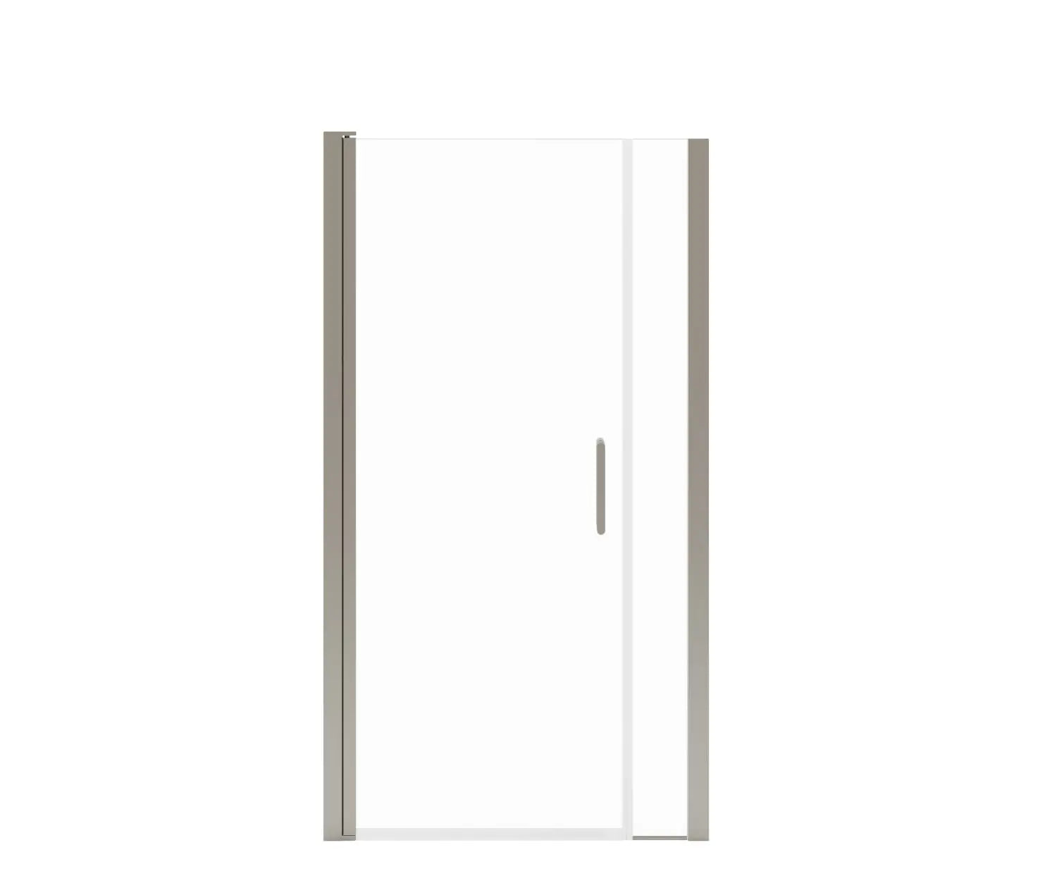 Manhattan 37-39 x 68 in. 6 mm Pivot Shower Door for Alcove Installation with Clear glass & Round Handle in Brushed Nickel - Plumbing Market