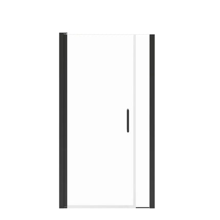 Manhattan 37-39 x 68 in. 6 mm Pivot Shower Door for Alcove Installation with Clear glass & Round Handle in Matte Black - Plumbing Market