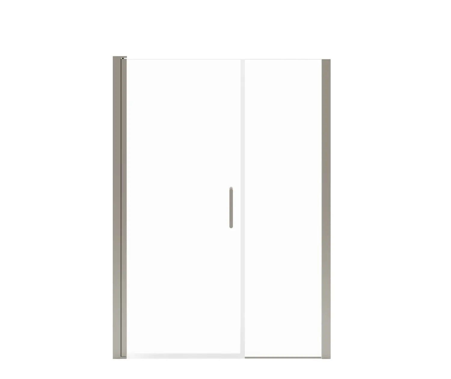 Manhattan 47-49 x 68 in. 6 mm Pivot Shower Door for Alcove Installation with Clear glass & Round Handle in Brushed Nickel - Plumbing Market