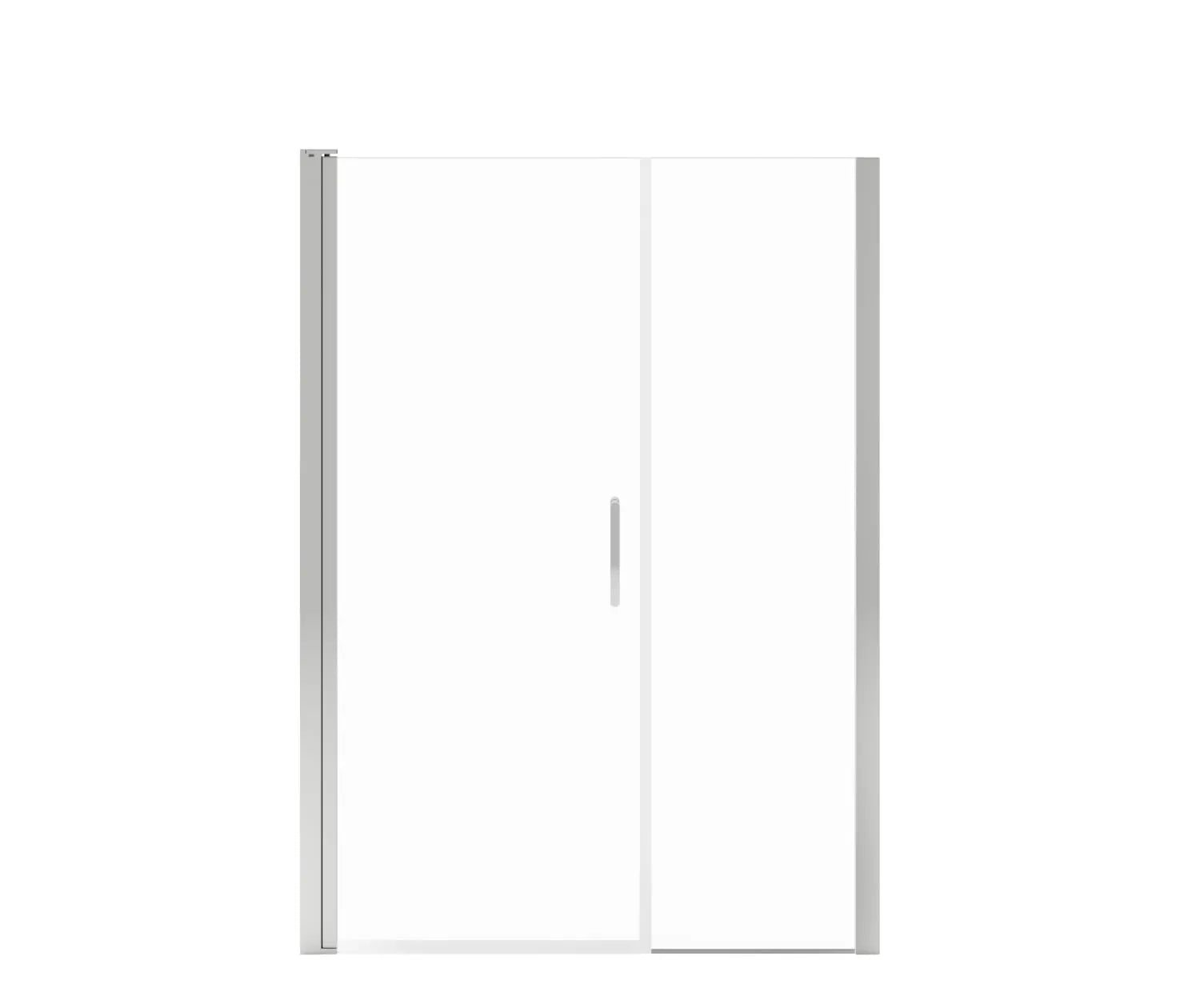 Manhattan 47-49 x 68 in. 6 mm Pivot Shower Door for Alcove Installation with Clear glass & Round Handle in Chrome - Plumbing Market