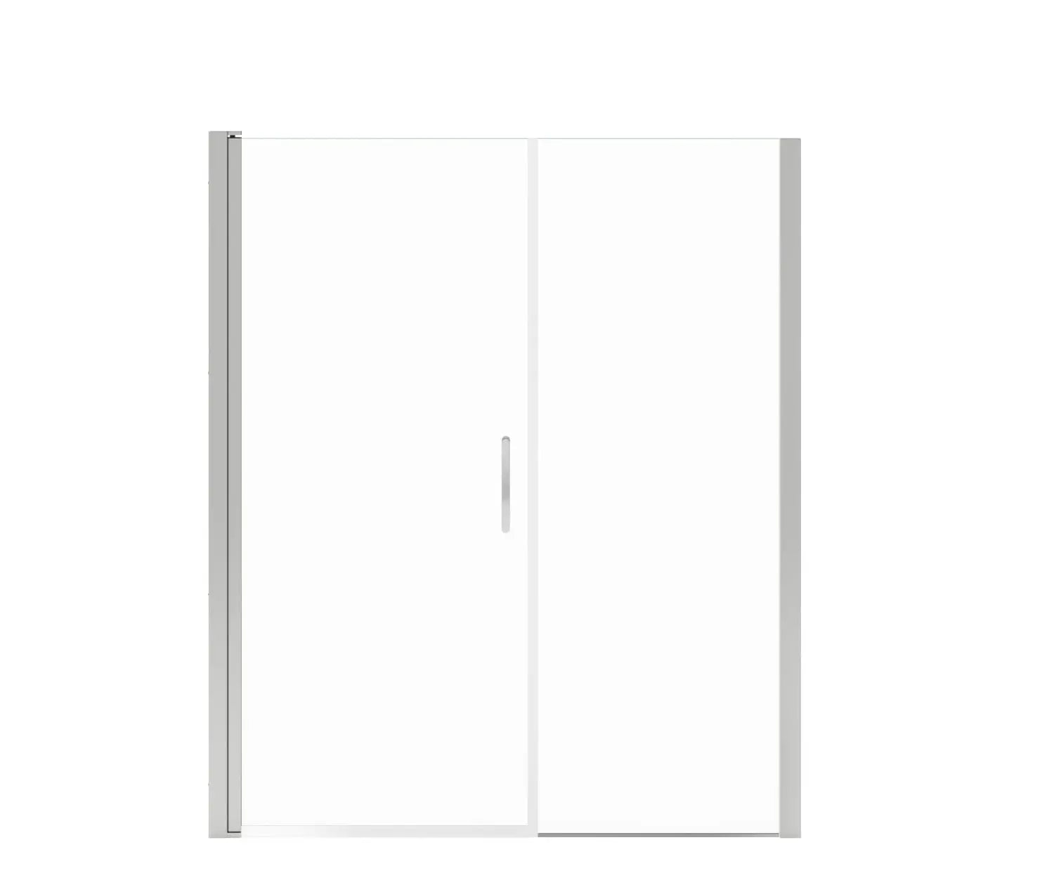 Manhattan 53-55 x 68 in. 6 mm Pivot Shower Door for Alcove Installation with Clear glass & Round Handle in Chrome - Plumbing Market