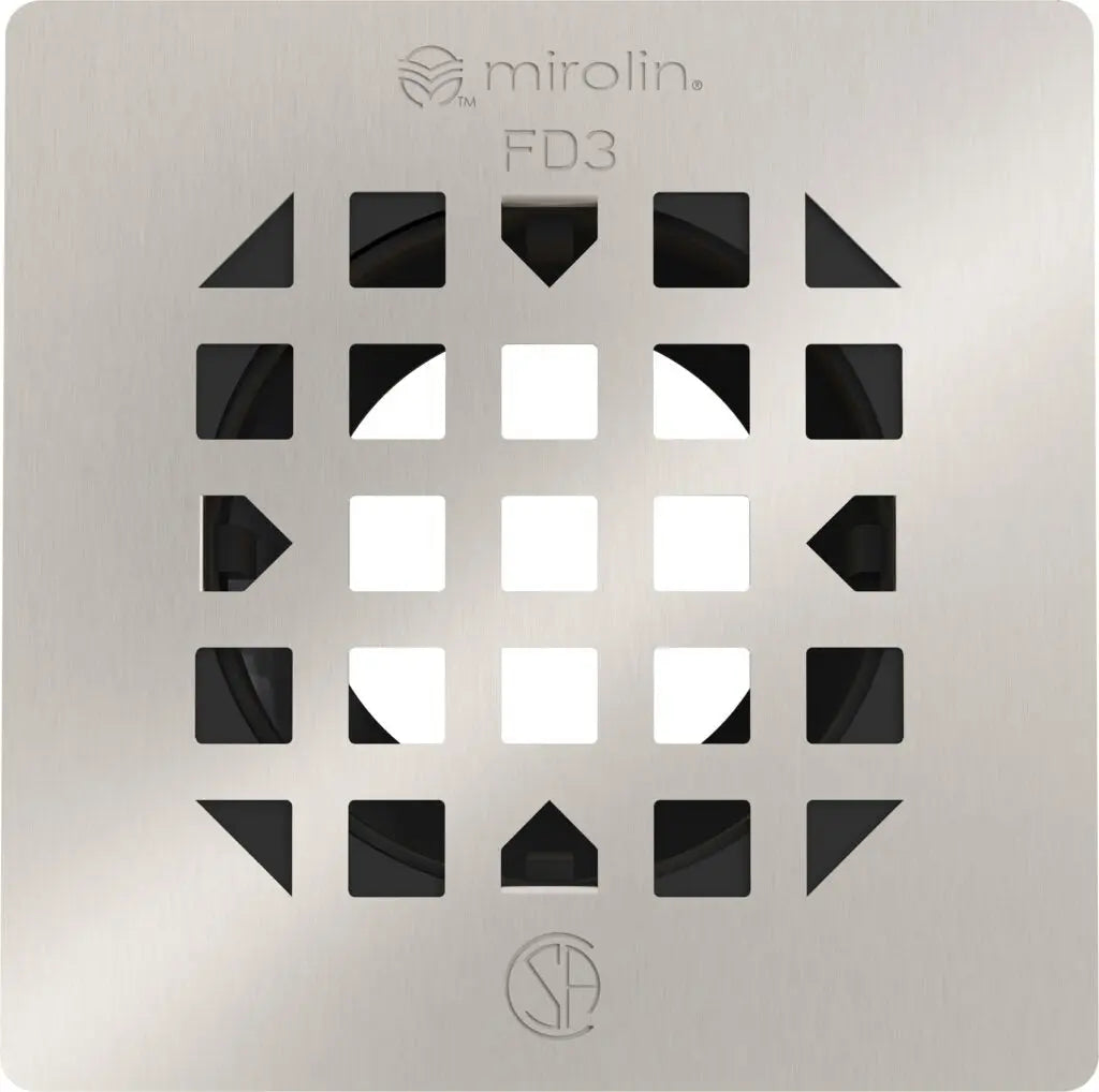 Mirolin  4.25 IN. SQUARE DRAIN GRATE BRUSHED NICKEL  GR-FD3-BN