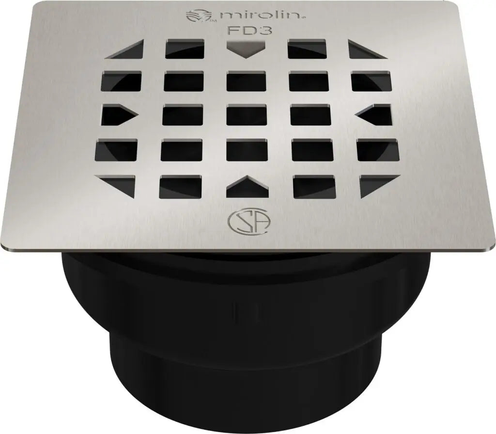 Mirolin  4.25 IN. SQUARE DRAIN GRATE BRUSHED NICKEL  GR-FD3-BN
